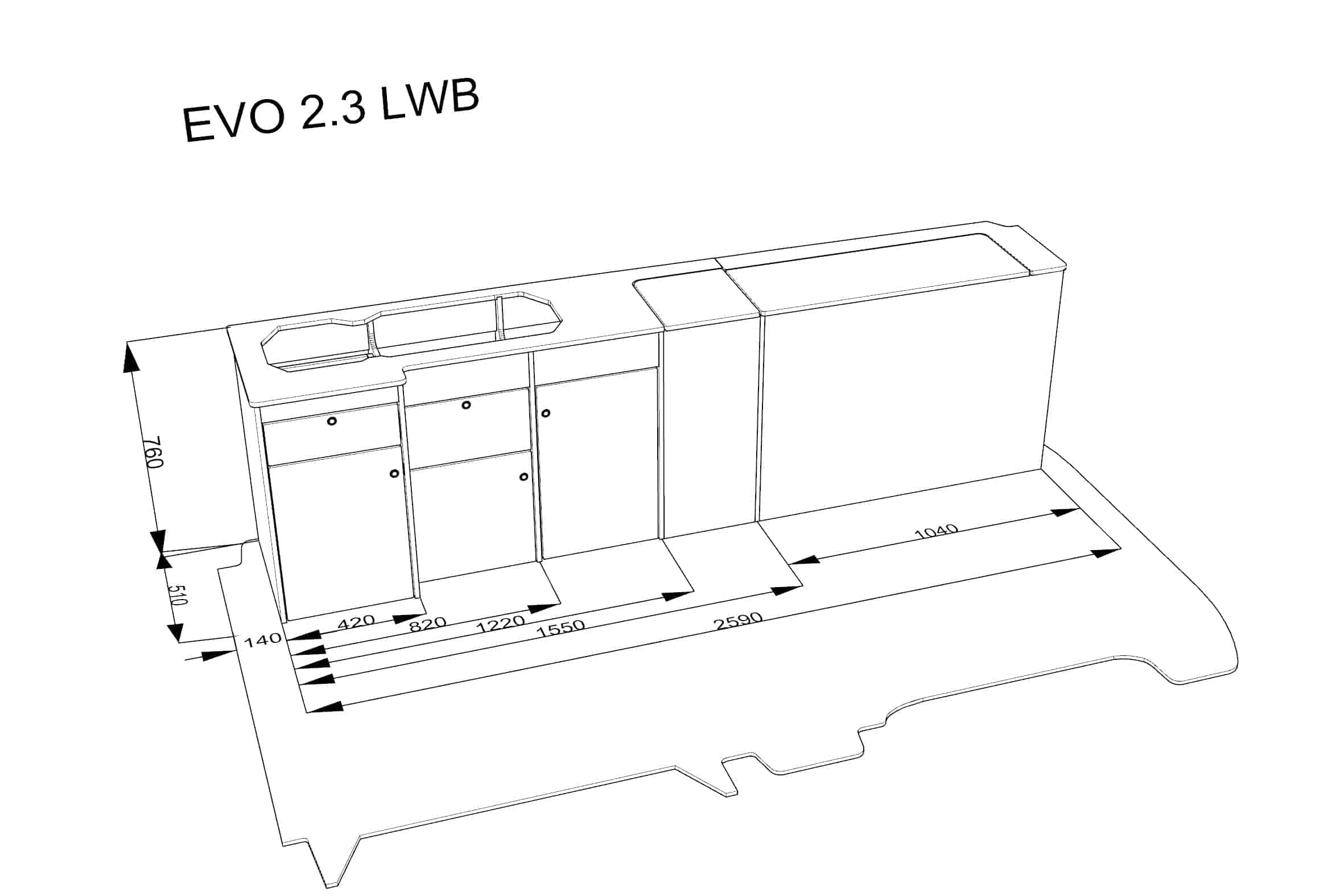EVO 2.3 FLAT PACK FURNITURE DIMENSIONS