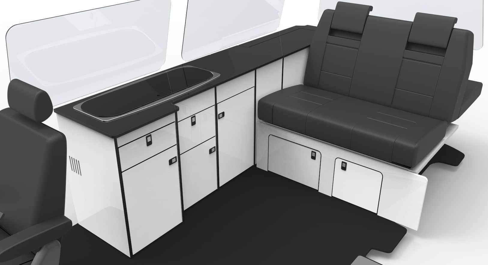 VW, CAMPER, CAMPERVAN, LONG WHEEL BASE, CONVERSION, DIY KIT, FLAT PACK FURNITURE
