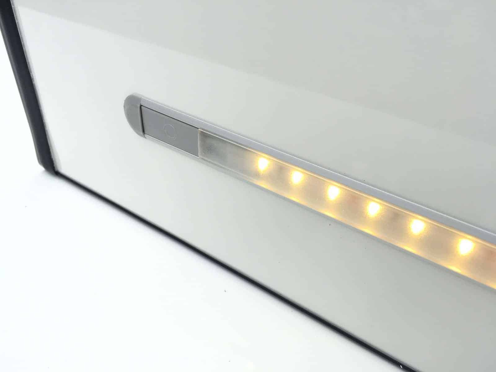 Led light strip machined into locker