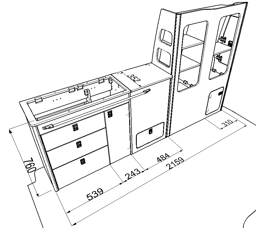 vw t5 t6 furniture 7.4 pro 1200 swb dimensions