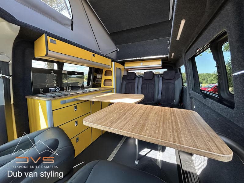 EVO 7.4 PRO 1200 SWB VAN T5 / T6 GOLDEN YELLOW and bamboo worktop