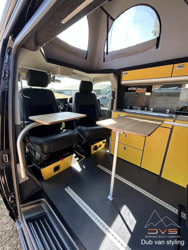 EVO 7.4 PRO 1200 SWB VAN T5 / T6 GOLDEN YELLOW and bamboo worktop