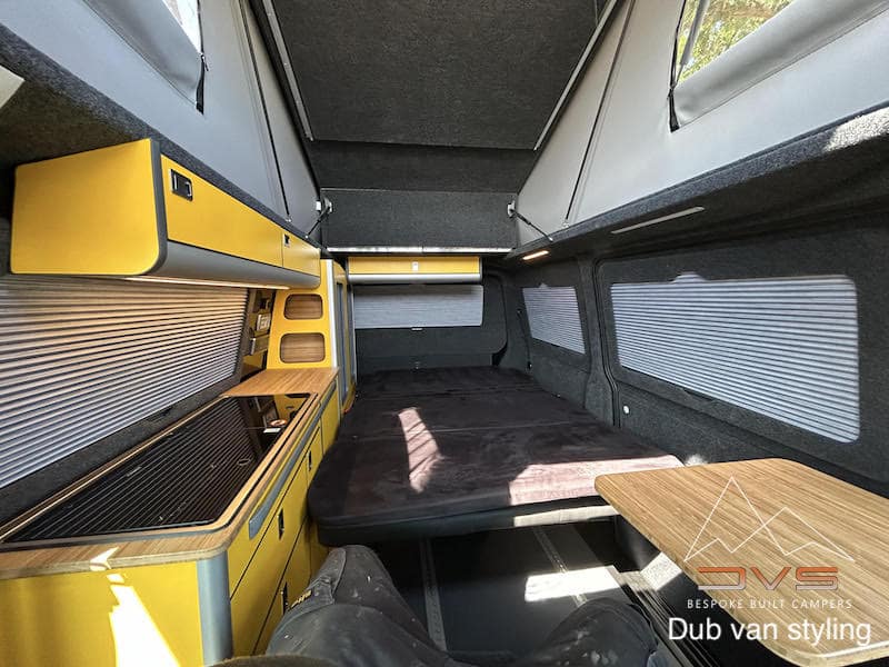 EVO 7.4 PRO 1200 SWB VAN T5 / T6 GOLDEN YELLOW and bamboo worktop
