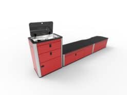 single hob and burner vw camper kitchen pod in red gloss
