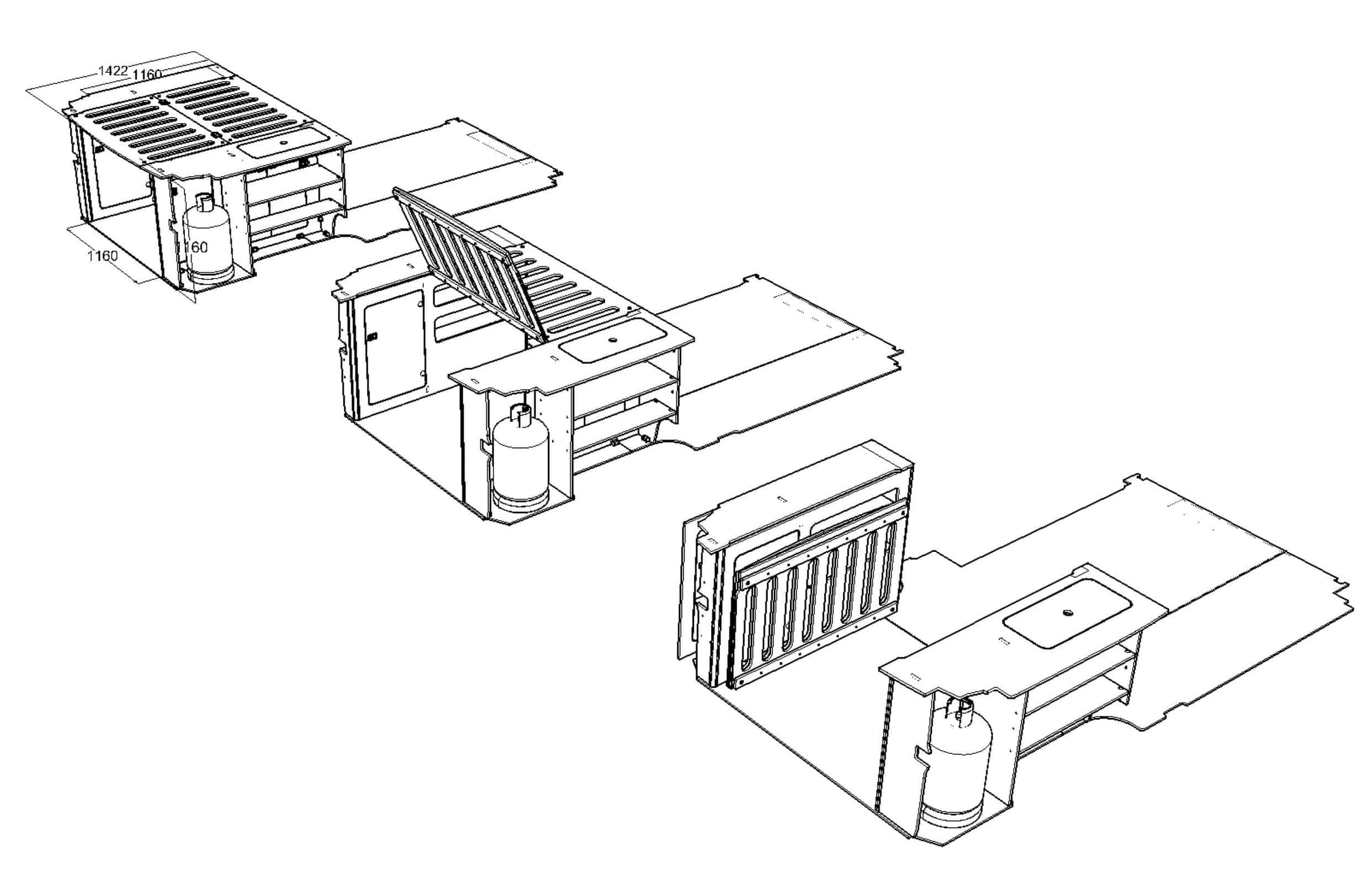 rear bed platform for camper van