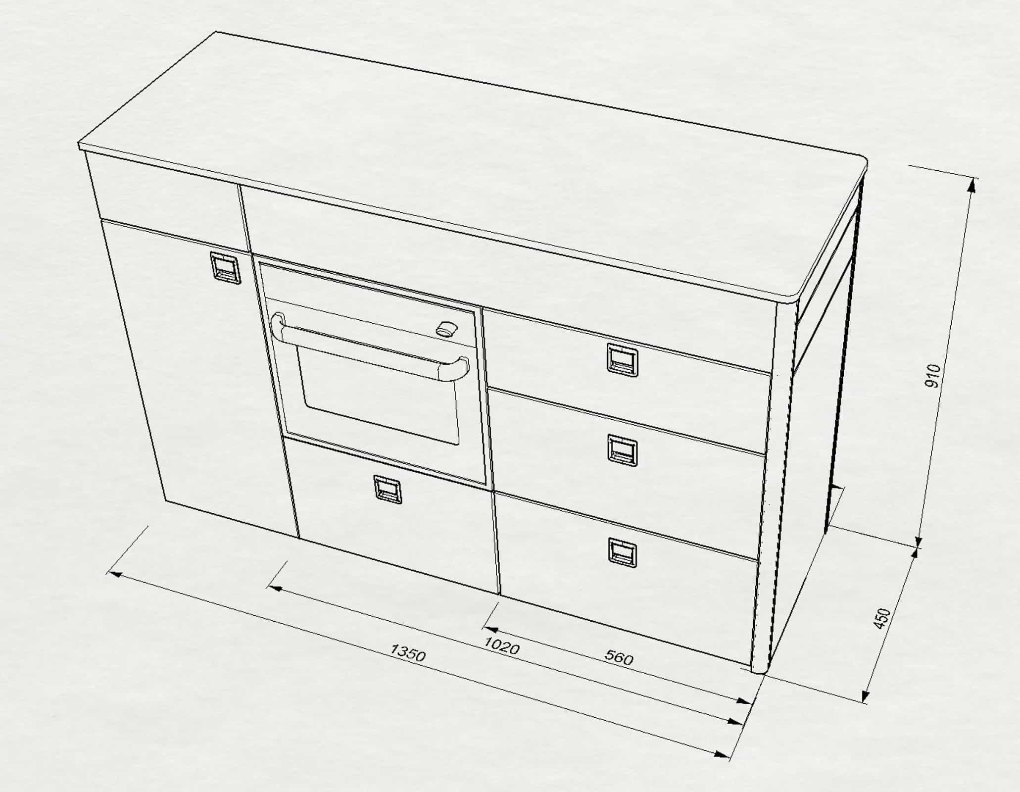 EVO V5 LARGE VANS Side door kitchen pod + Oven Grill - Image 3