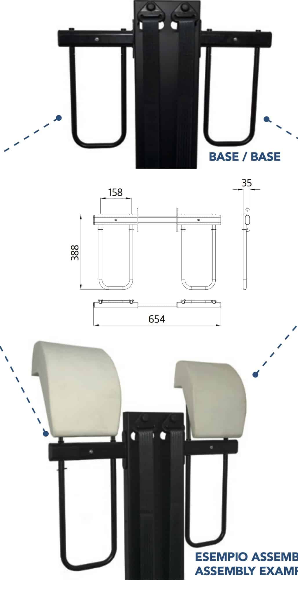 Twin Head rests for seat frame ( L + R hoops, Bar and bolts ) - Image 2