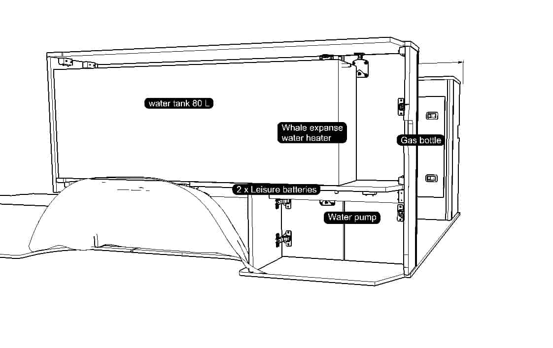 NARROW SIDE ONLY Under platform bed storage (D4) Sprinter 2006 onwards LWB (Z) - Image 2