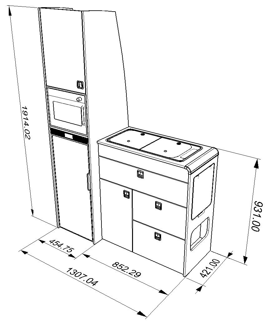 EVO TALL 90L FRIDGE/OVEN UNIT - Image 3