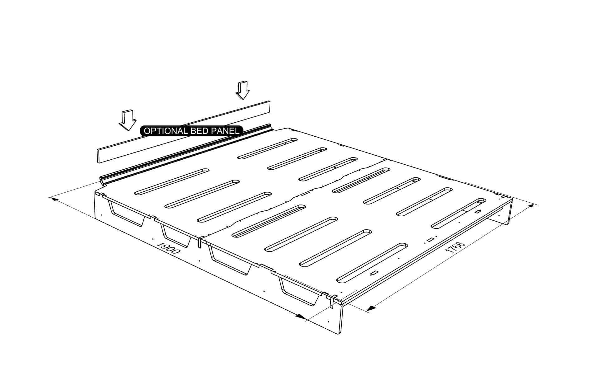 REAR BED PLATFORM LWB Sprinter ( D4 ) / Crafter 2006 - 2018 Black Hex - Image 2
