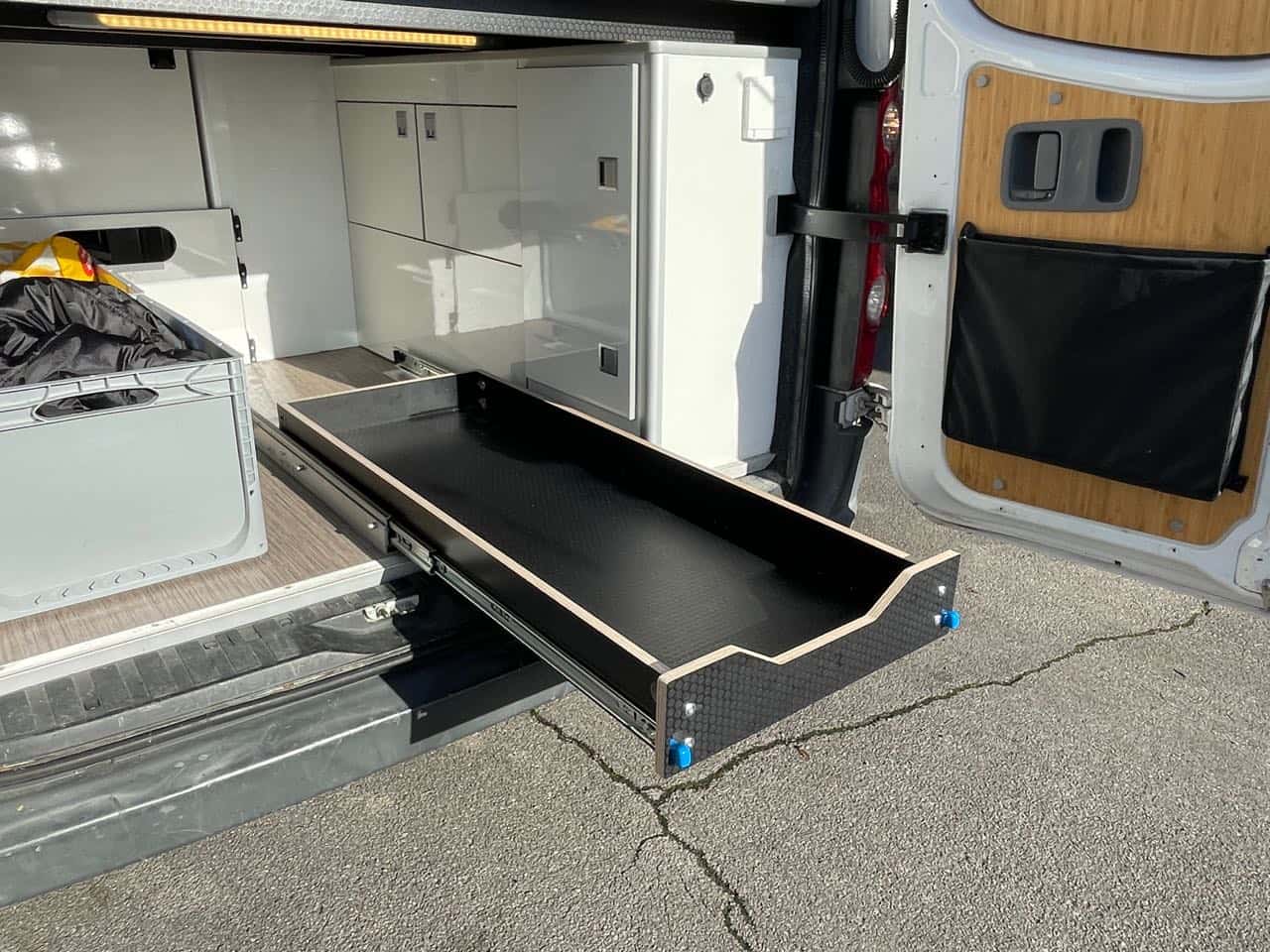 Rear under the bed sliding drawer-small- VW Crafter ( 500mm x 1220mm) - Image 2