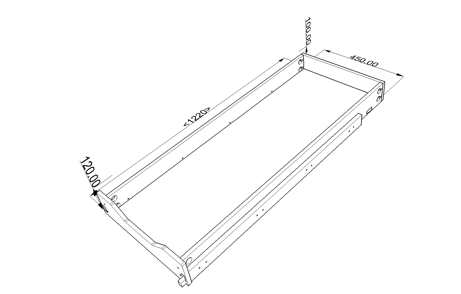 Rear under the bed sliding drawer-small- VW Crafter ( 500mm x 1220mm) - Image 3