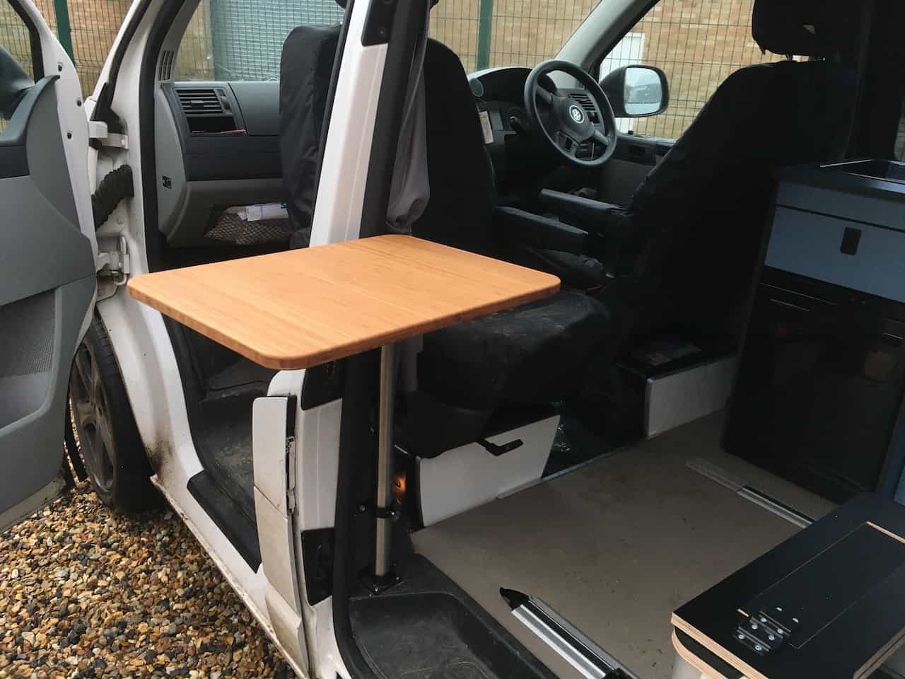 EVO STAINLESS STEEL SWING OUT PASSENGER SEAT LEG AND TABLE ( Folds vertically to store ) - Image 4
