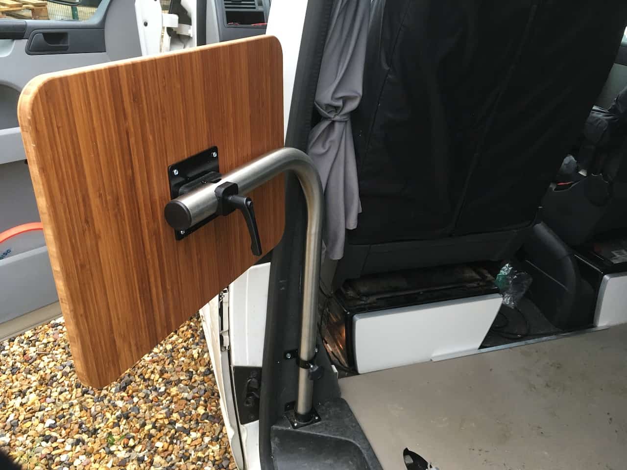 EVO STAINLESS STEEL SWING OUT PASSENGER SEAT LEG AND TABLE ( Folds vertically to store ) - Image 6