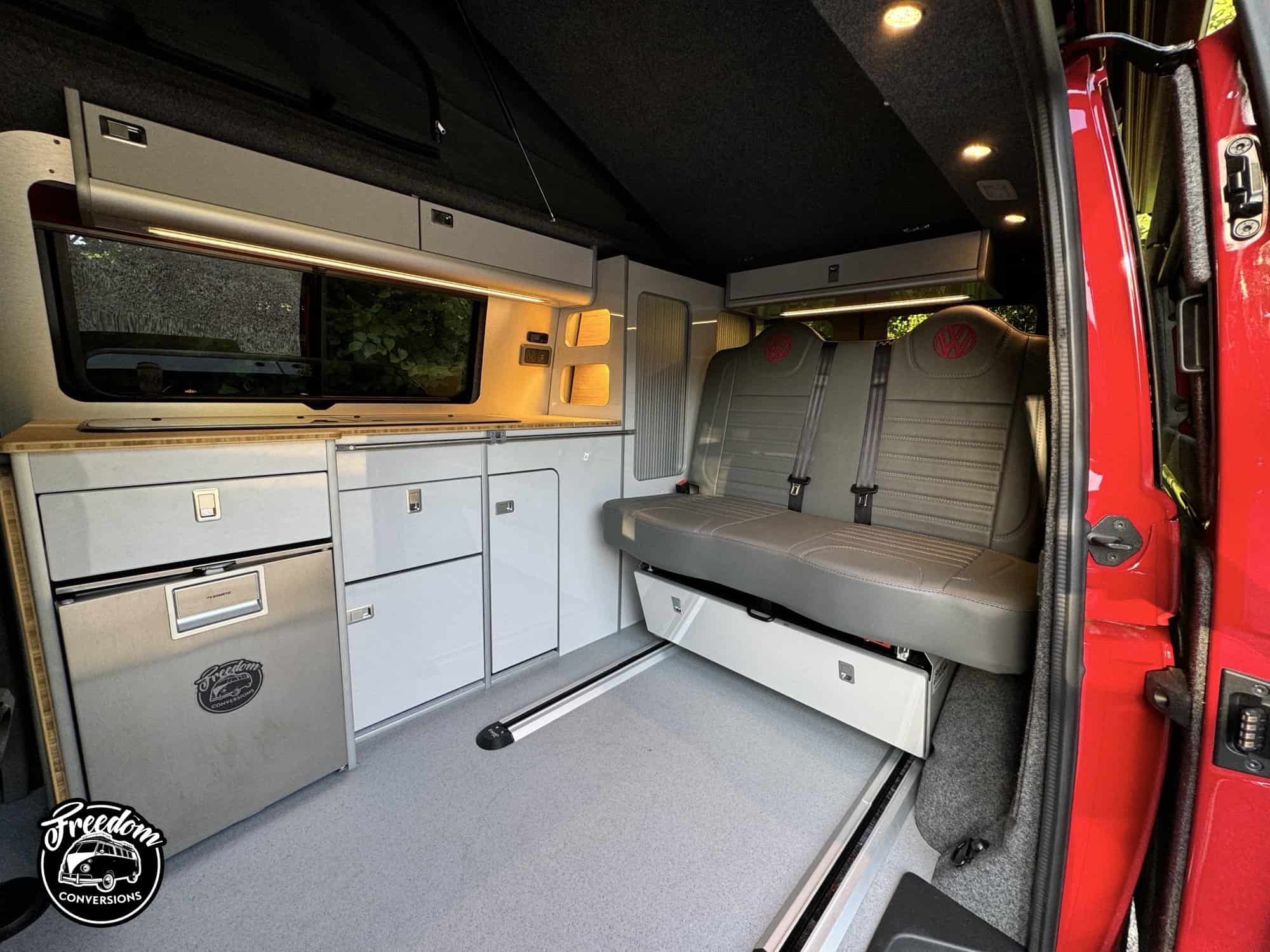 T5 T6 VW Campervan Furniture EVO 2.4 VW SWB Gloss white with bamboo top