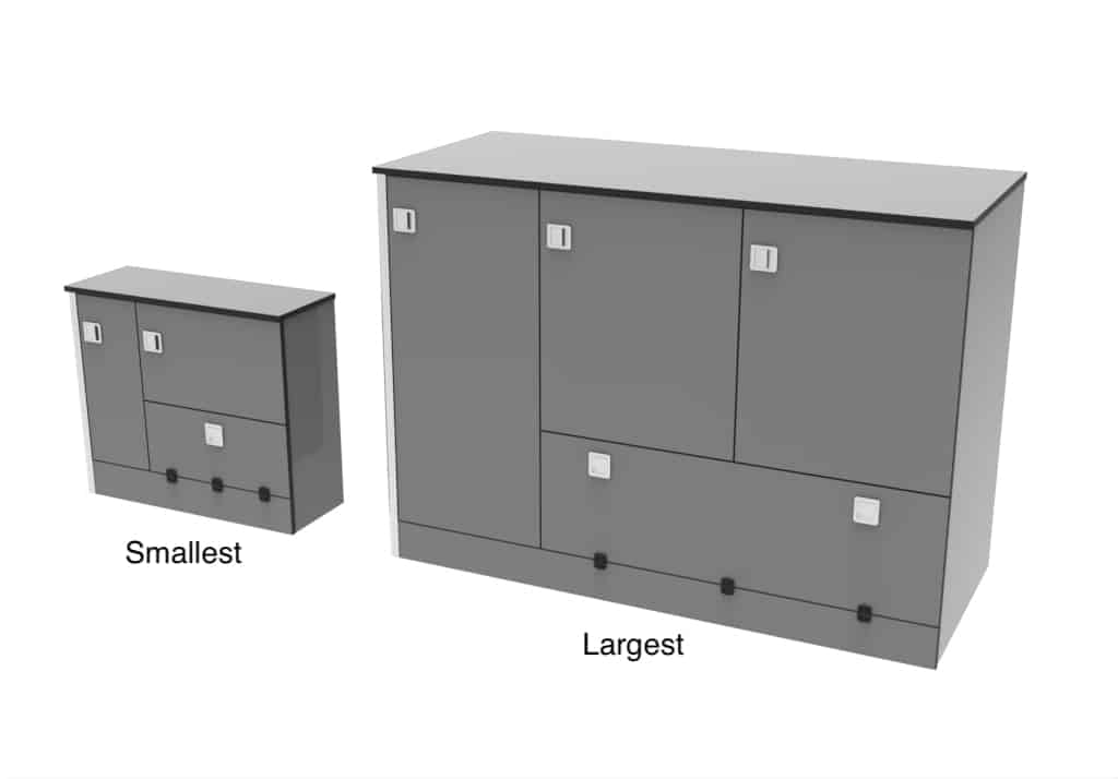 Custom Size van rear storage smallest and largest 2