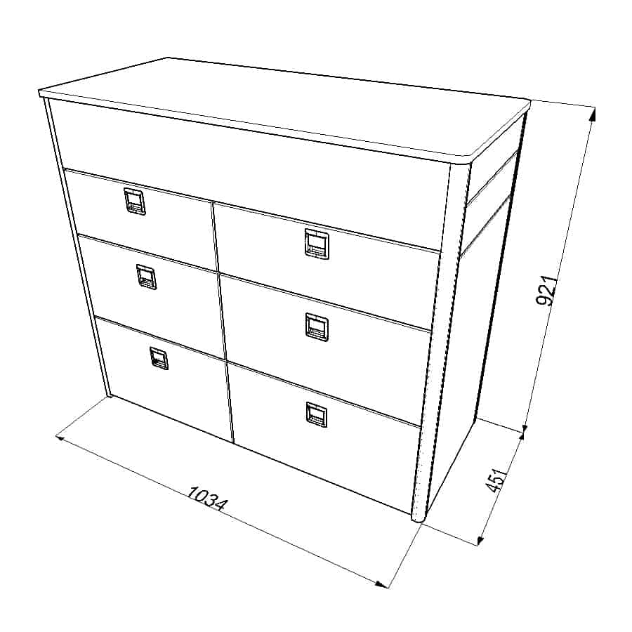 V5.2 – LARGE VANS Side door kitchen pod (ALL DRAWERS) Dimensions