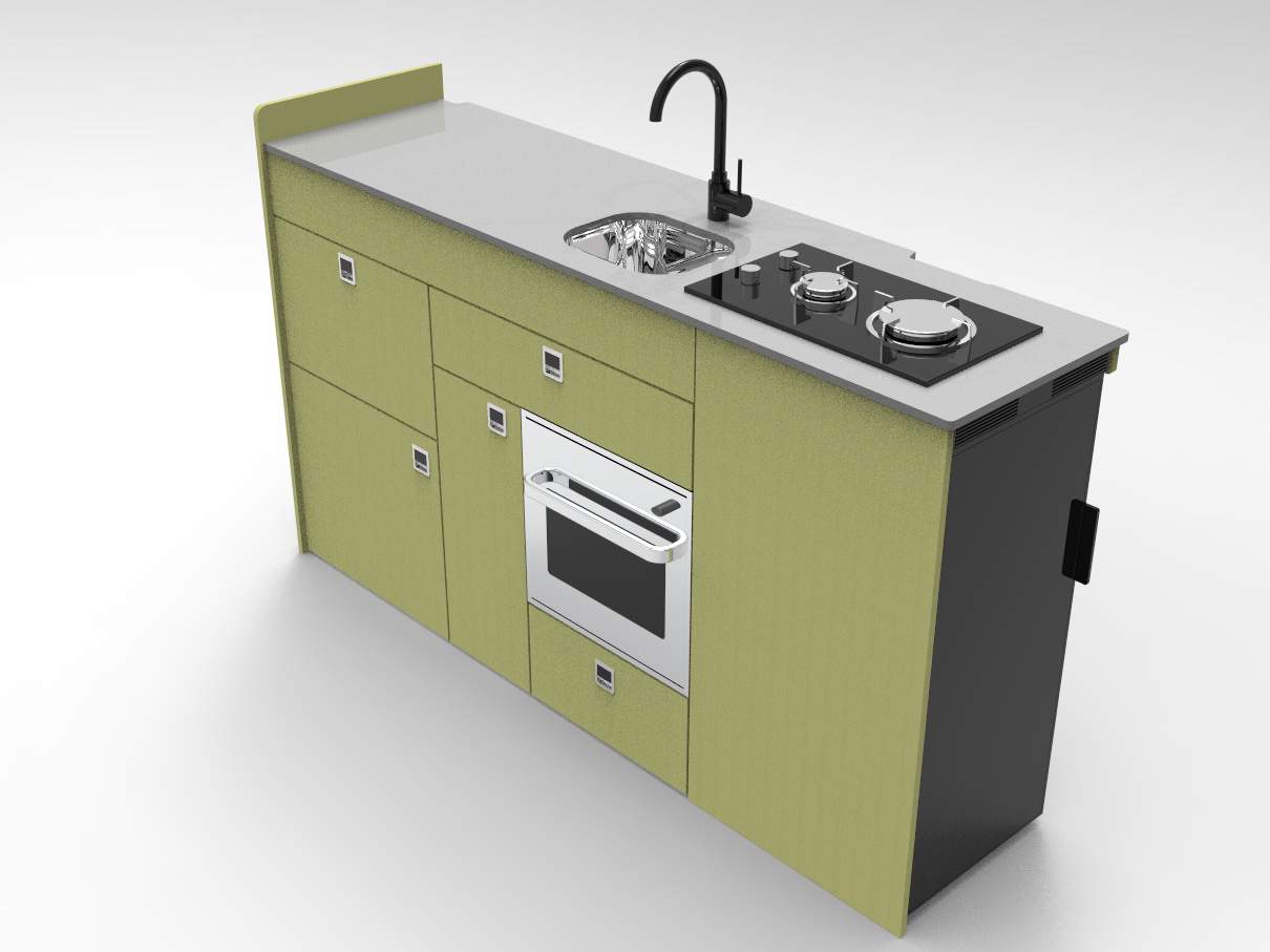 EVO V8 XL + OVEN – LARGE VANS Side door kitchen pod Extended