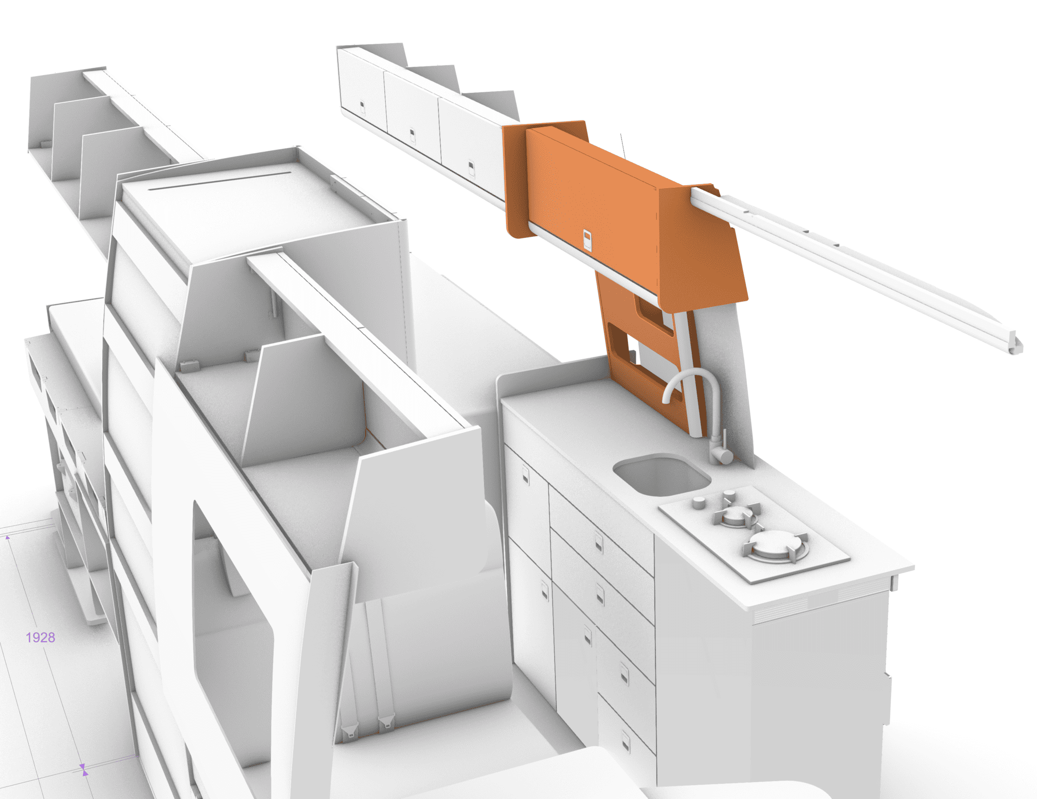 Locker R + Spice Rack (optional) Sprinter LWB (D4.1) Over sink - Image 2