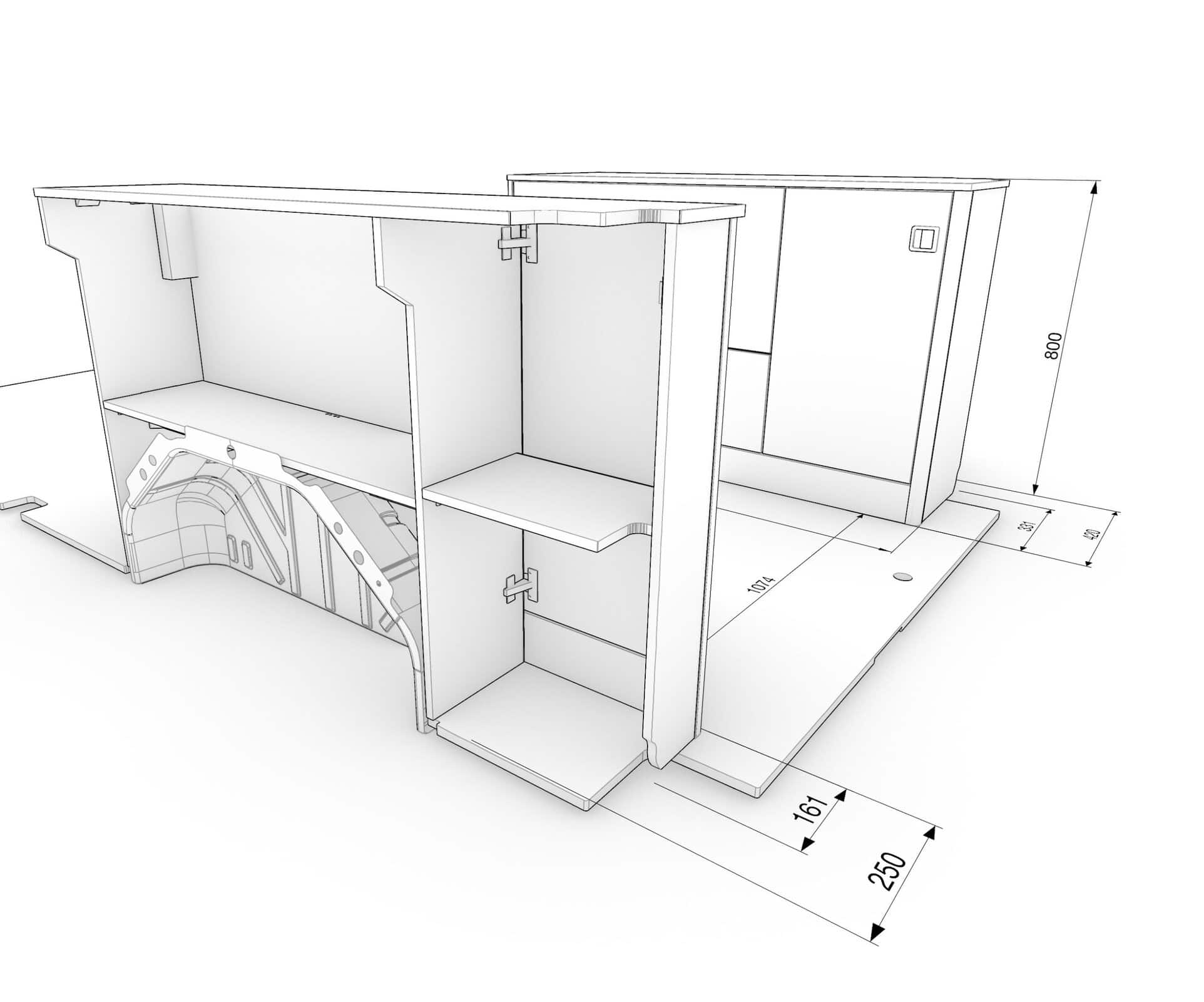 Under platform bed storage ( K ) FORD TRANSIT MK8 L3 FWD - Image 6
