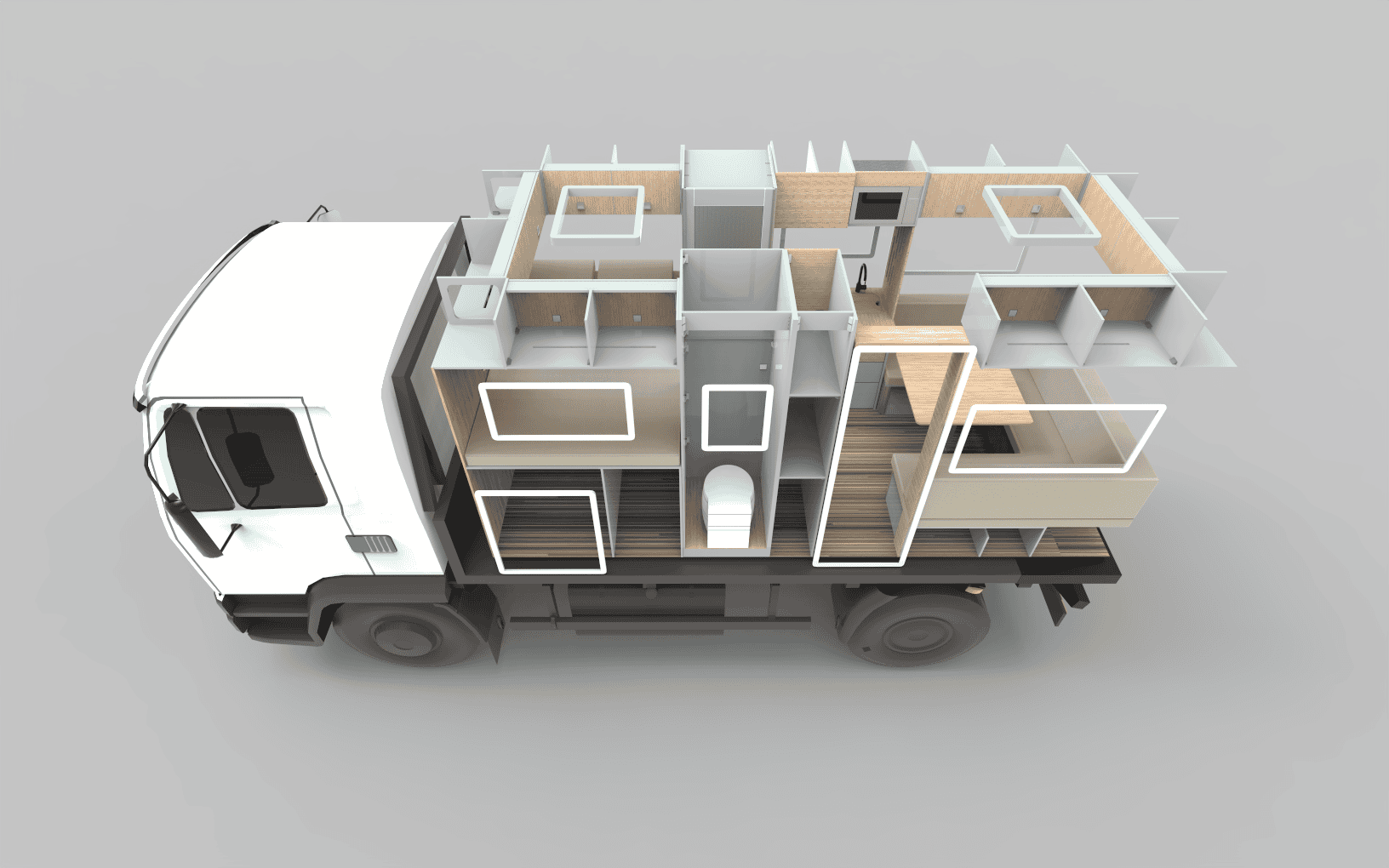 Overland truck box - Example layout
