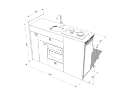 Alternative view of EVO V8 1500mm + OVEN – LARGE VANS Side door kitchen pod