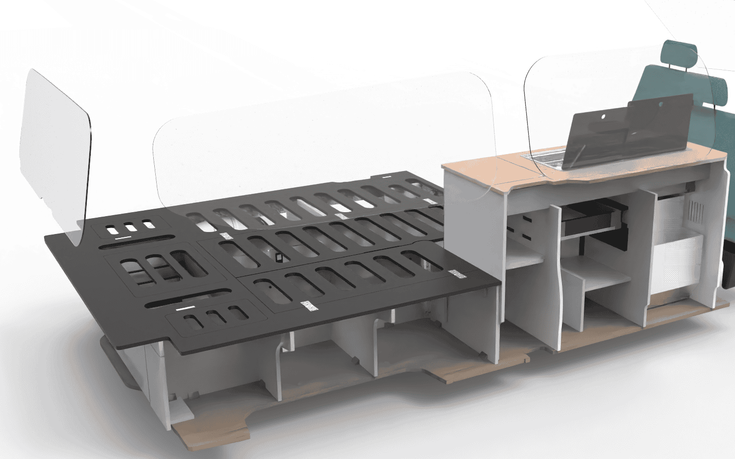EVO U SHAPE BED SYSTEM (FOLDING) FOR VW T7 FORD - LWB - Image 9