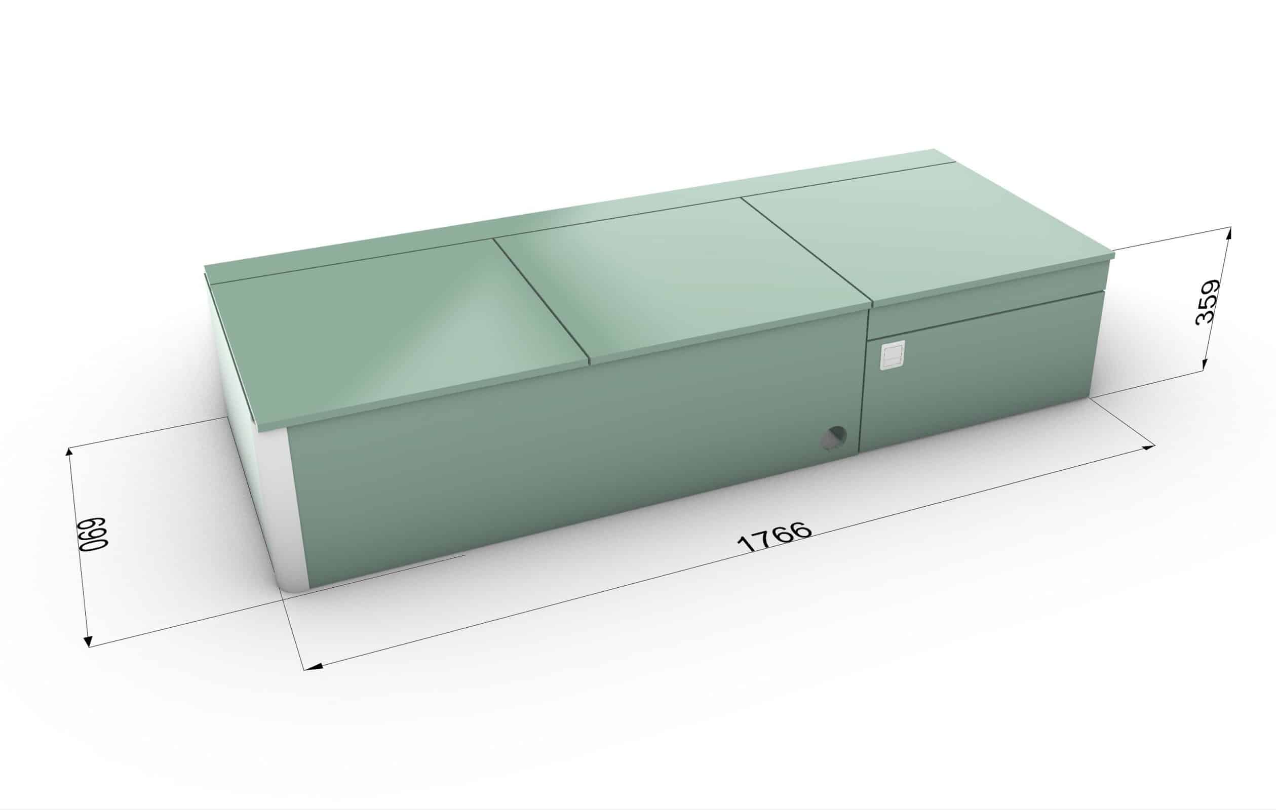 Bench seat Truma combi - 1766 x 690 x 360(h) mm - Image 3