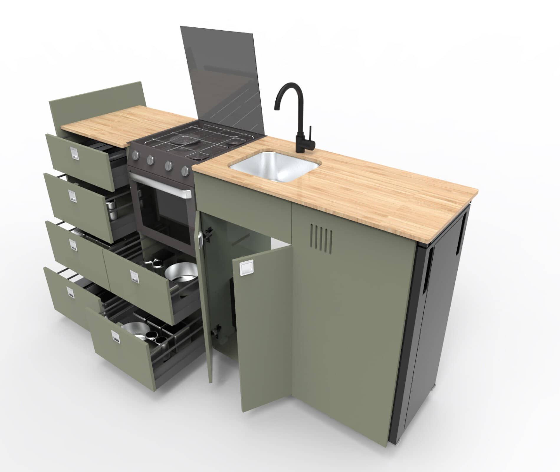 EVO V12 XL + Triplex oven – LARGE VANS Side door kitchen pod Extended - Image 6